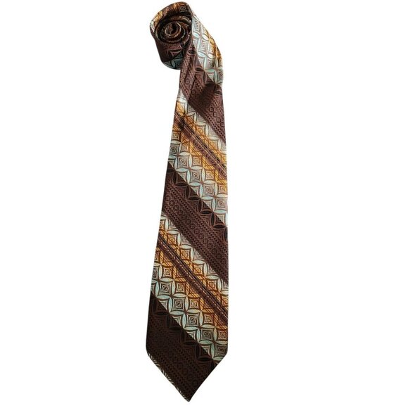 VTG MENS NECKTIE GEOMETRIC JAC PATTERN DINO SCALA - Picture 1 of 2